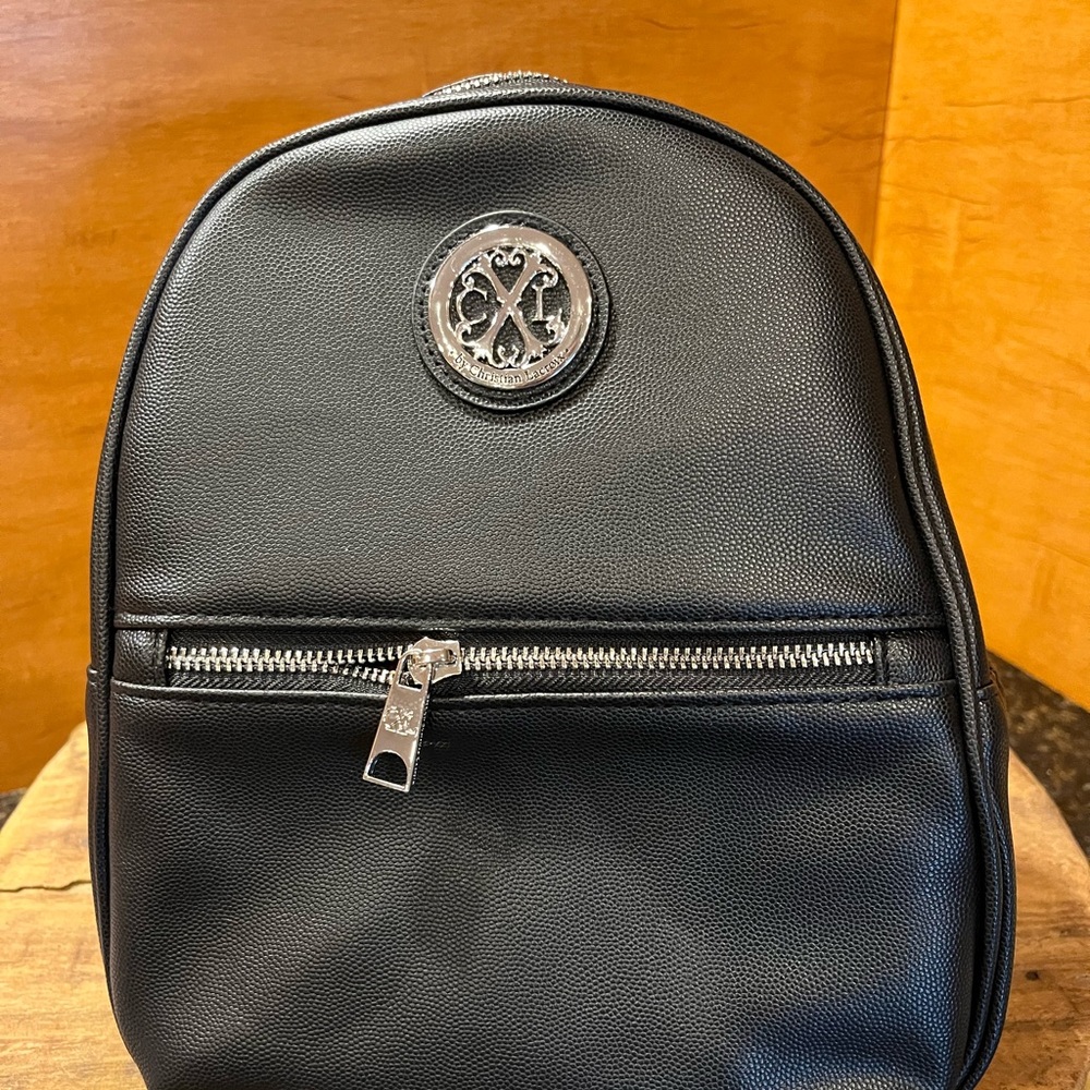 Christian Lacroix Black Backpack with Silver Accents
